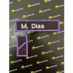 personalisierte Klett badge - schwarz mit violettem Stick